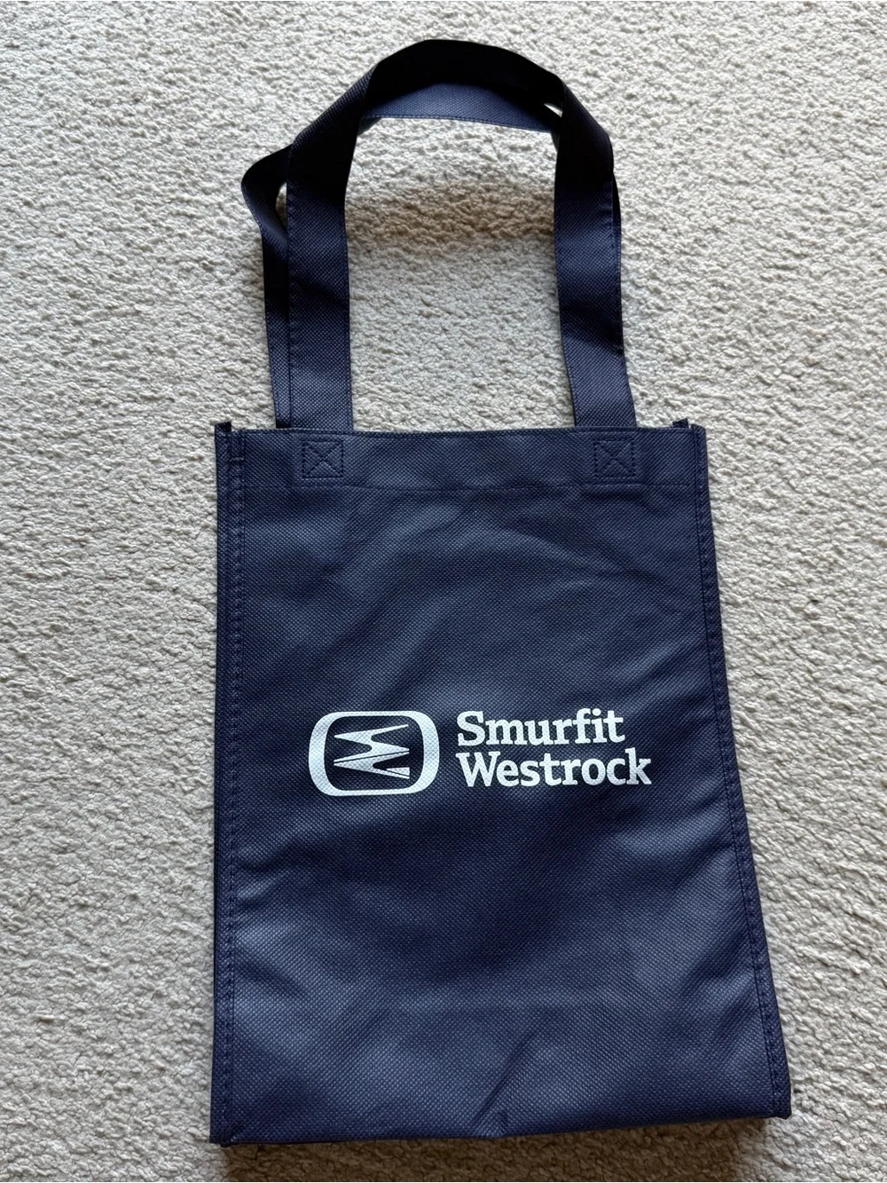 Smurfit Westrock Navy Blue Bag Tote Handles Storage New 12” X 9” X 4” Logo